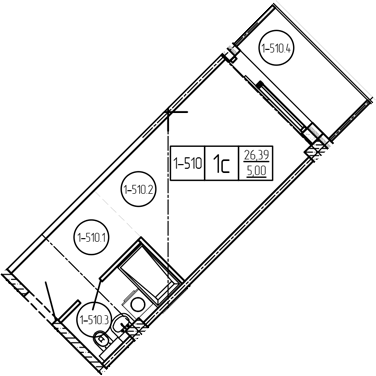 Планировка Студия 32,51 м²