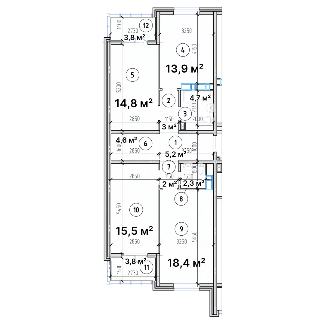 Квартира этаж 5, площадь 92.00 м2