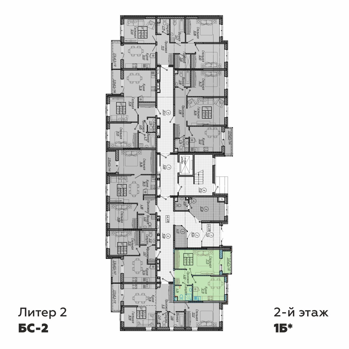 План 2 этажа, Литер 2, подъезд 2