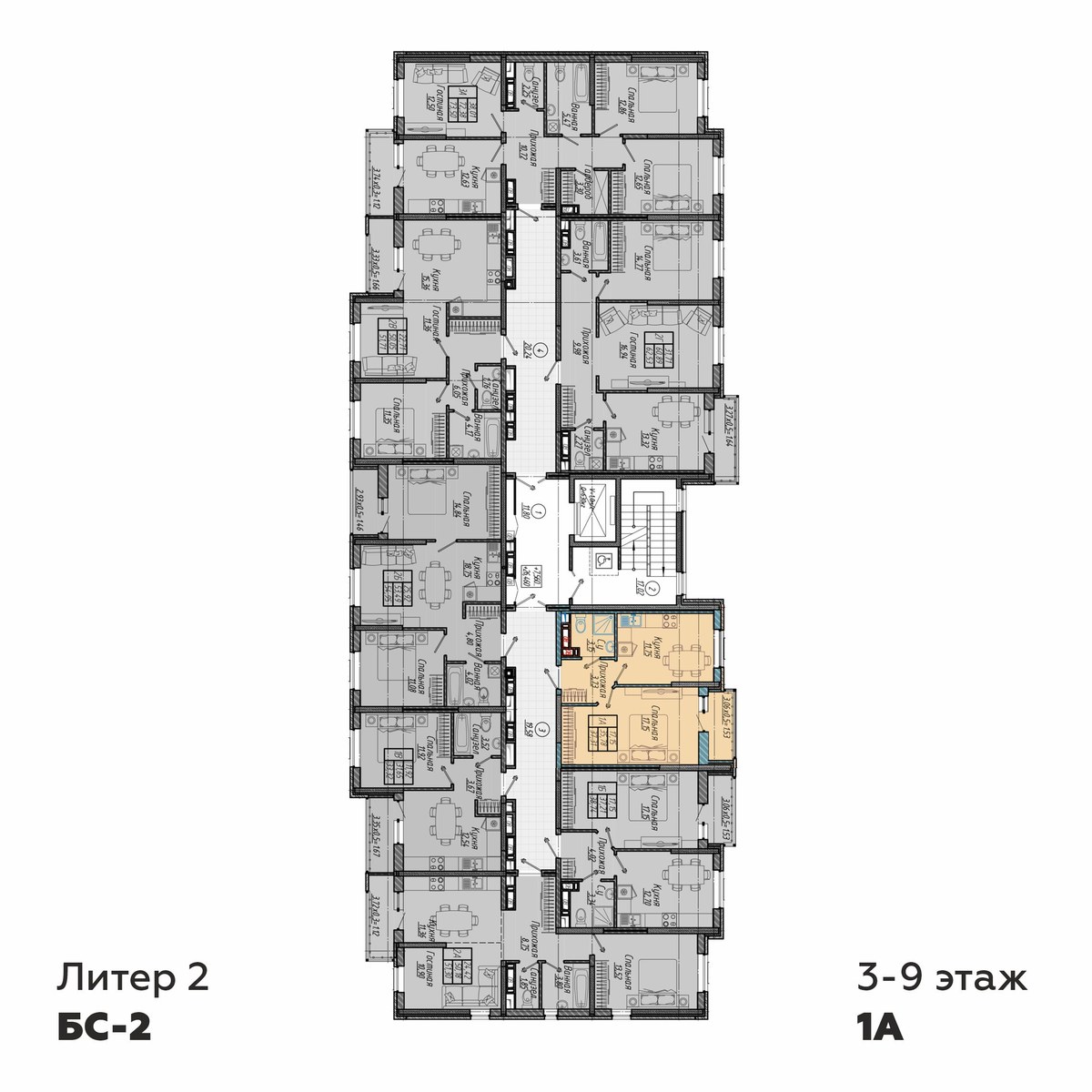 План 7 этажа, Литер 2, подъезд 2