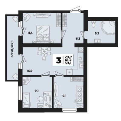 3-комн