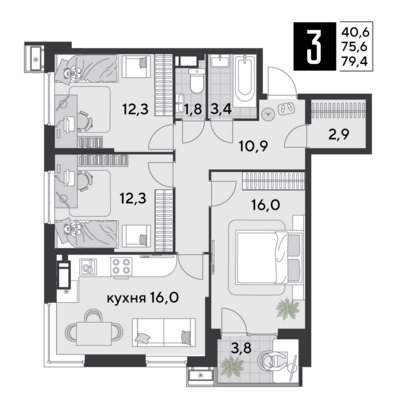 3-комн